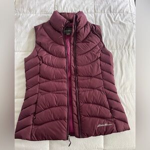 Eddie Bauer Quilted Down Puffer Vest Maroon